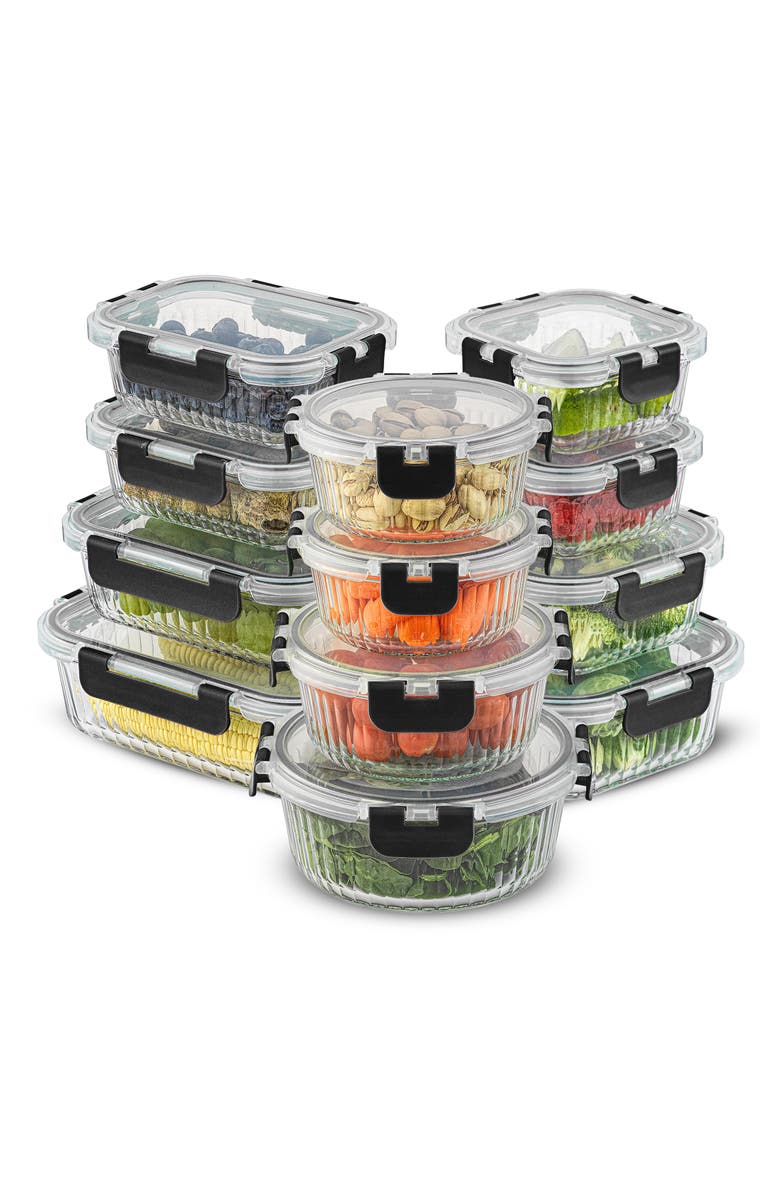 JoyJolt 24-Piece Glass Food Storage Containers with Airtight Lids, Alternate, color, 