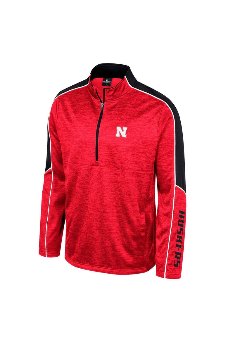 Men's Colosseum Red Nebraska Huskers Marled Half-Zip Jacket, Alternate, color, Red