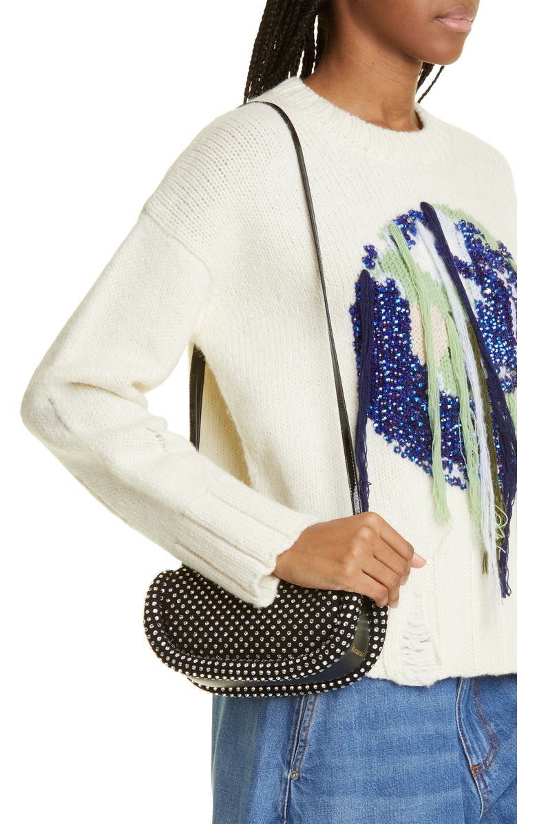 JW Anderson The Bumper Crystal Embellished Leather Shoulder Bag, Alternate, color,