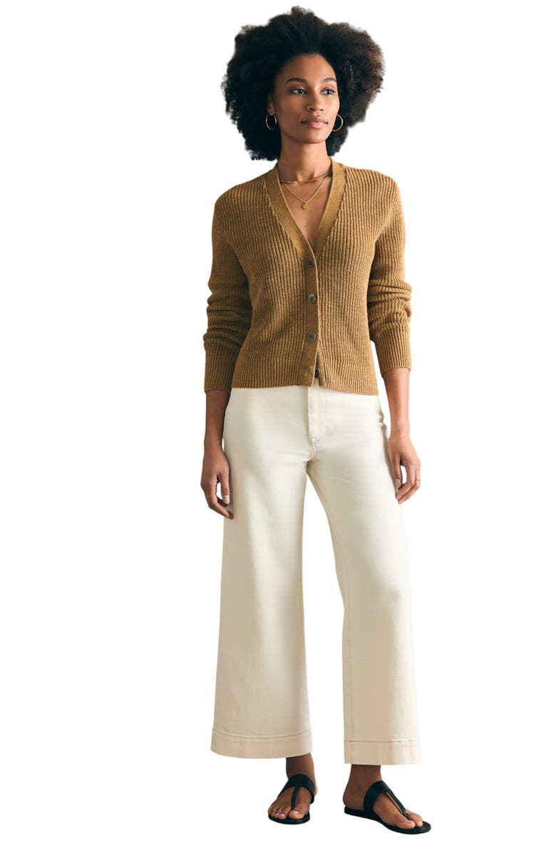 Faherty Miramar Linen & Organic Cotton Cardigan, Alternate, color, Antique Bronze