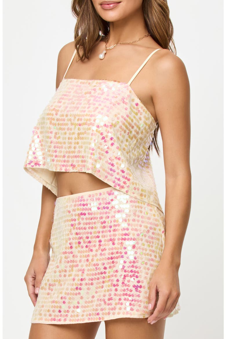 Glow Getter Sequin Cover-Up Crop Camisole, Alternate, color, PROSECCO