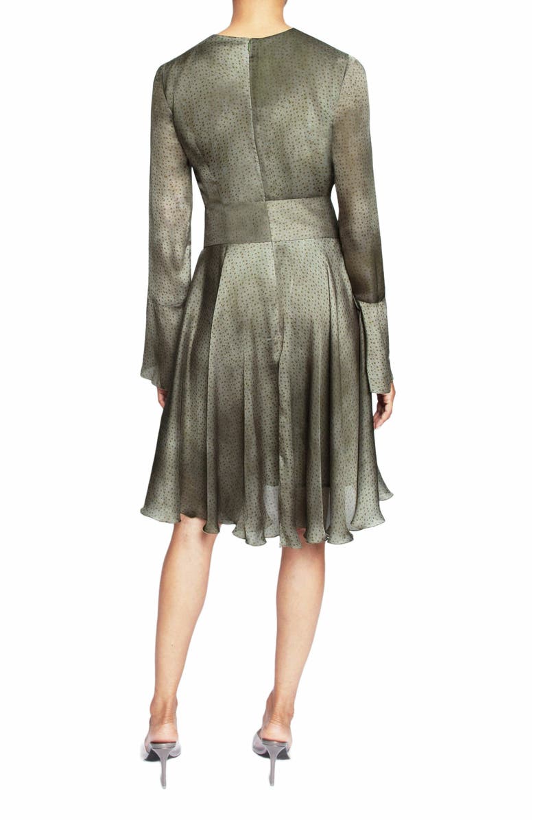 Santorelli RONI Long Sleeve Knee Length Ombre Polka Dot Flared Dress, Alternate, color, Deep Sage