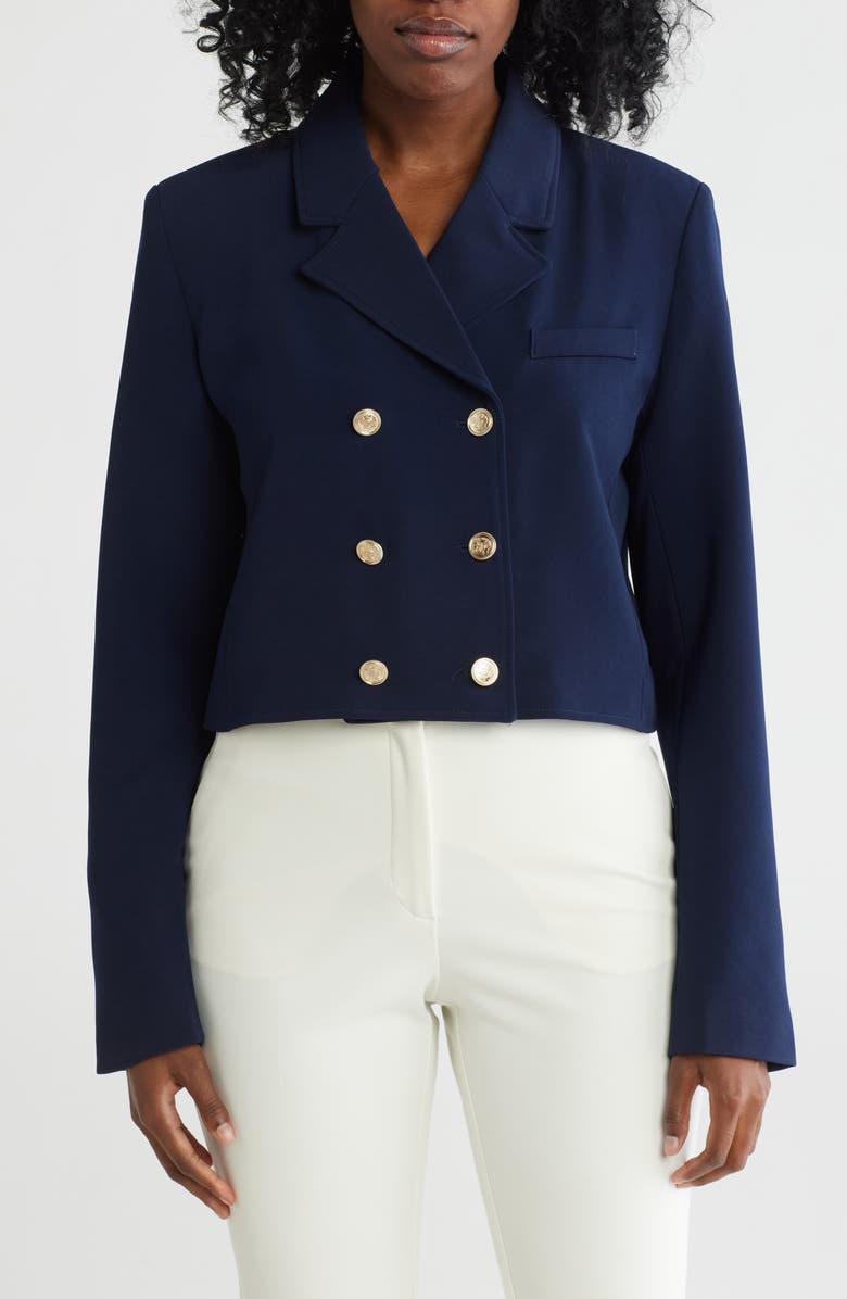 Steve Madden Double Breasted Crop Blazer, Main, color,