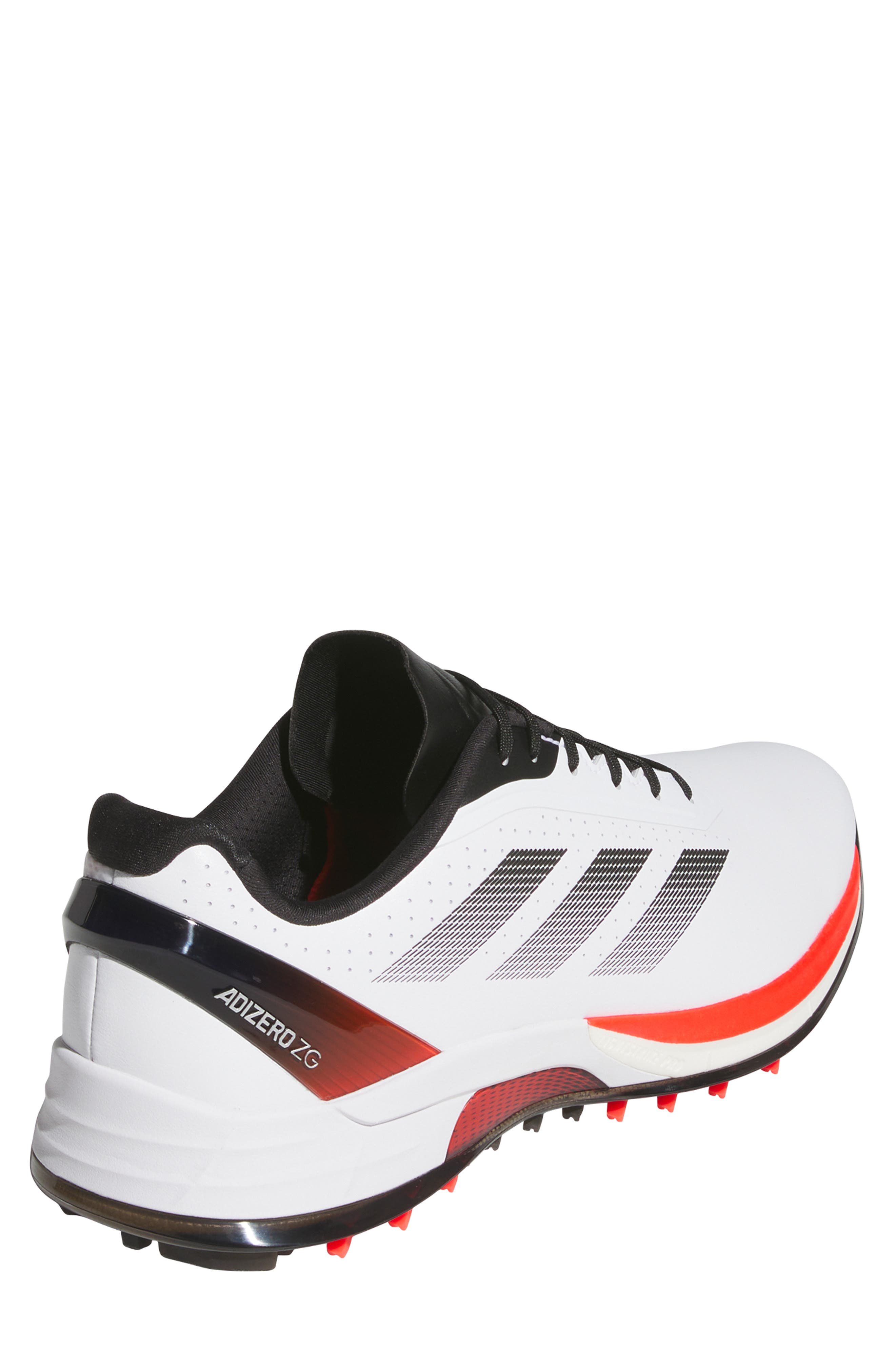 adidas Adizero ZG Waterproof Golf Shoe, Alternate, color, White/ Lucid Red/ Core Black