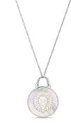 Roseate TreasureLock Mother-of-Pearl Lion Pendant Necklace