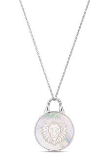 Roseate TreasureLock Mother-of-Pearl Lion Pendant Necklace