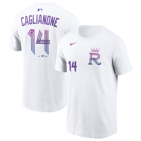 Men's Nike Jac Caglianone White Kansas City Royals 2026 City Connect Name & Number T-Shirt