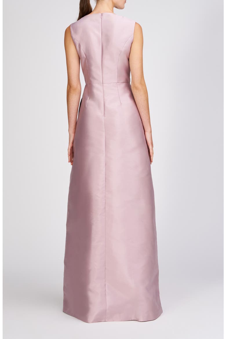 Aurelia Floral Sleeveless Taffeta Gown, Alternate, color, WOOD ROSE