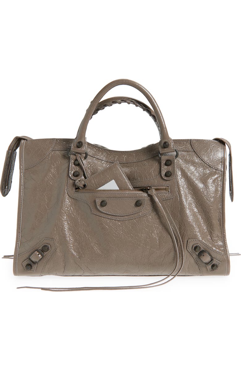 Balenciaga Medium Le City Leather Satchel, Main, color, 5848 Dark Noix