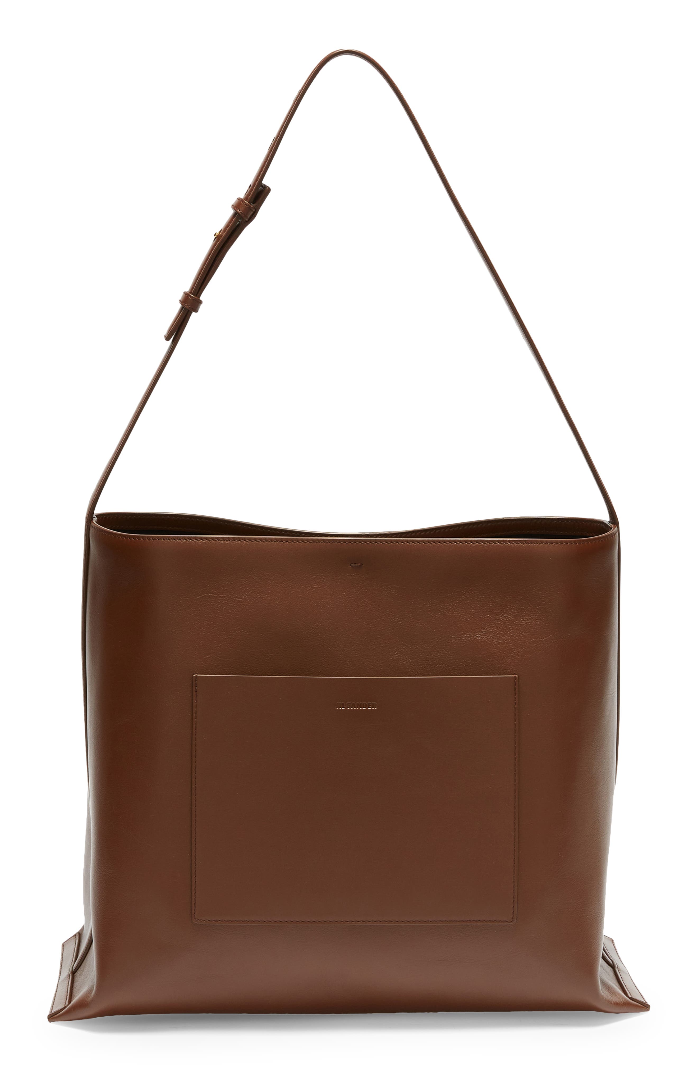 Jil Sander Medium Wander Leather Shoulder Bag, Main, color, 