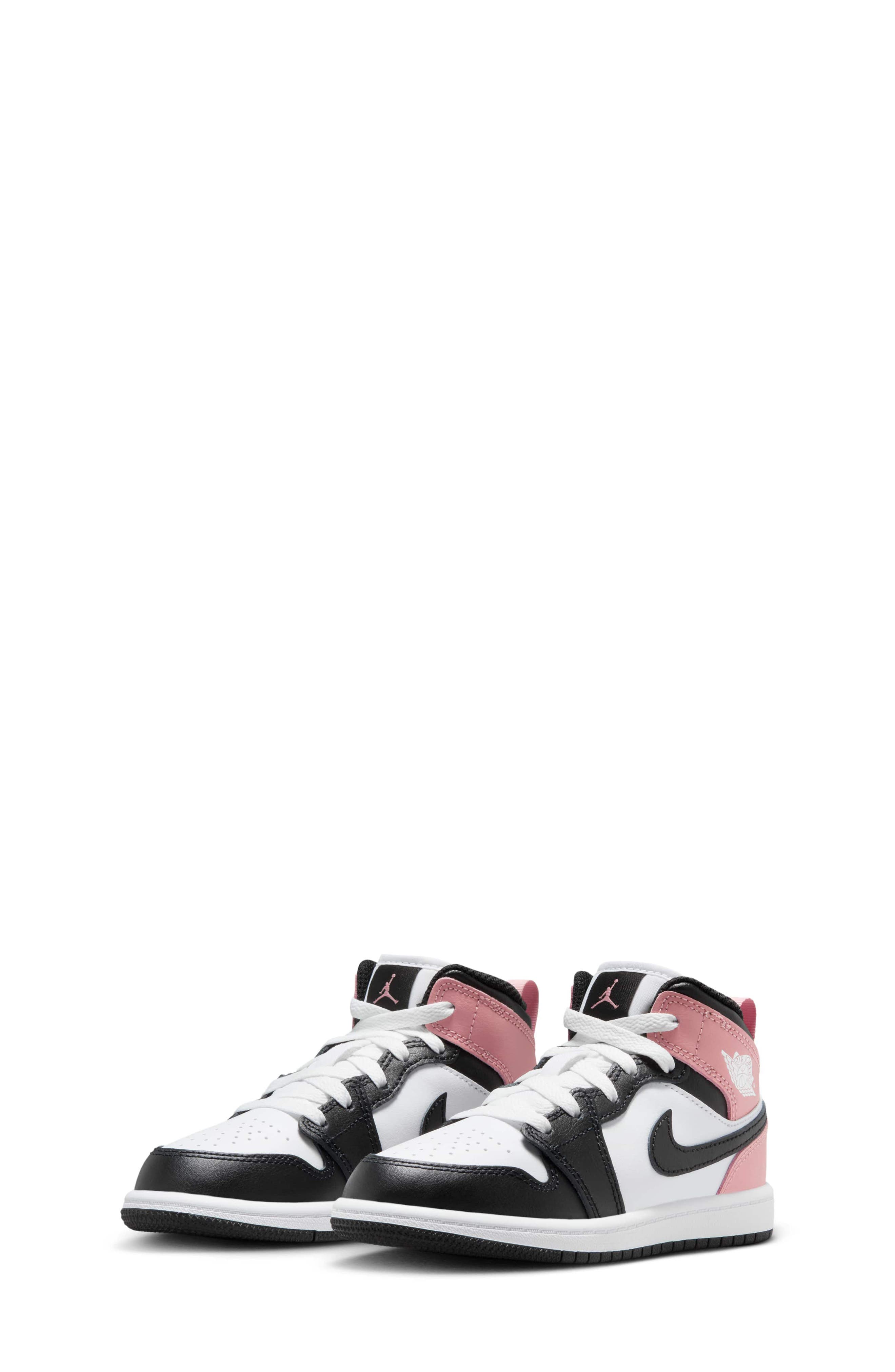Nike Kids' Air Jordan 1 Mid Sneaker, Main, color, 100 White/Rust Pink/Black