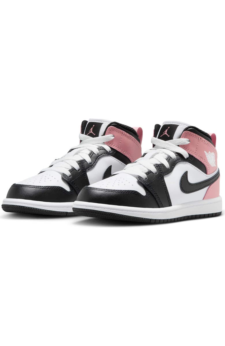 Nike Kids' Air Jordan 1 Mid Sneaker, Main, color, White/ Rust Pink/ Black
