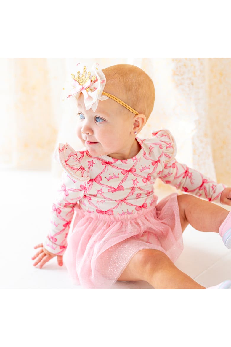Princess Trellis Long Sleeve Tutu Bodysuit, Alternate, color, Pink