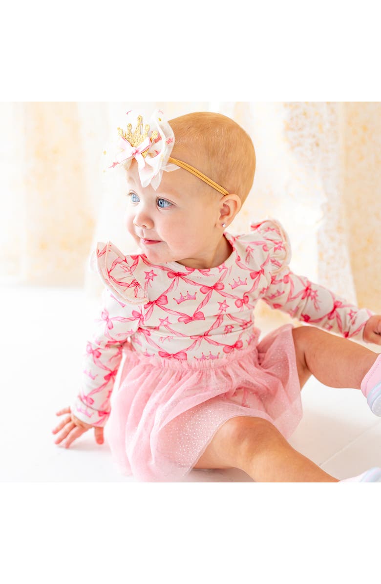 Sweet Wink Princess Trellis Long Sleeve Tutu Bodysuit, Alternate, color, Pink