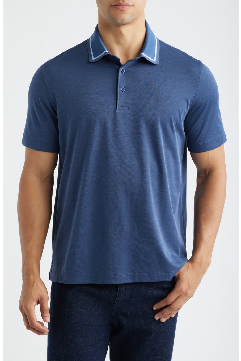 Tipped Contrast Collar Polo, Main, color, NAVY