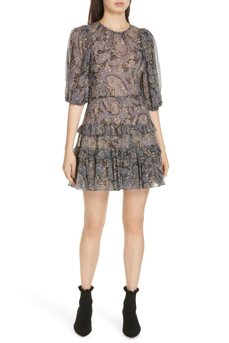 Slene Paisley Dress, Main, color, BLEU COMBO