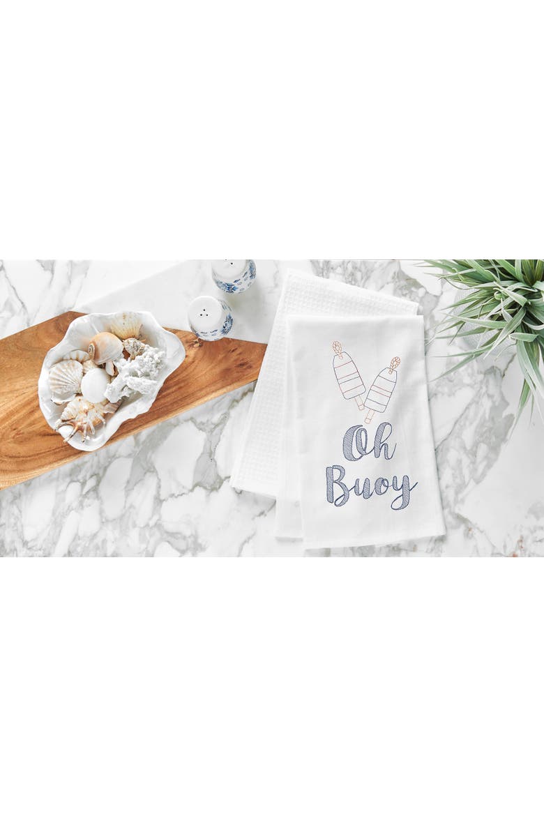 Oh Buoy 100% Cotton Flour Sack Dishtowel, Alternate, color, White