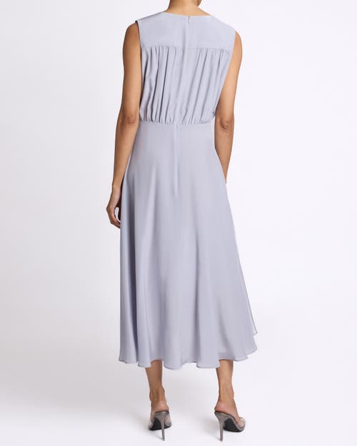 Santorelli Mira Sleeveless Midi Dress With Hi-lo Hemline In Cloud