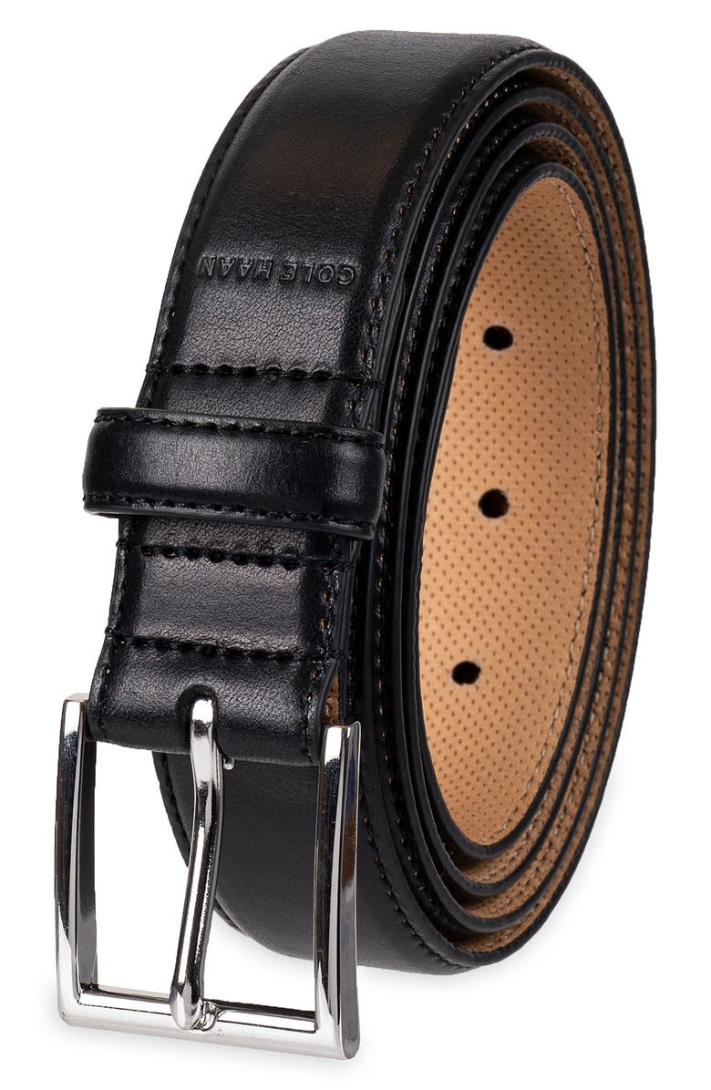 Cole Haan Gramercy Leather Belt, Alternate, color, Black