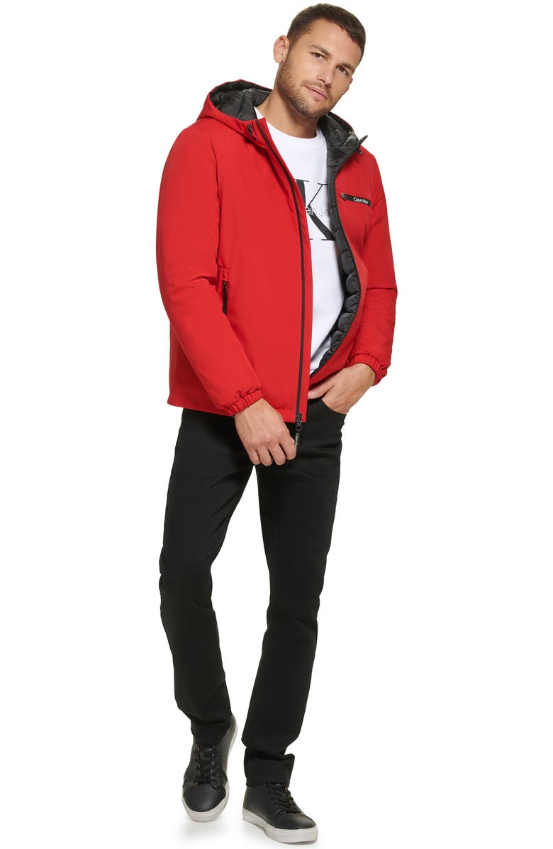 Calvin Klein Water Resistant Hooded Jacket, Alternate, color, True Red