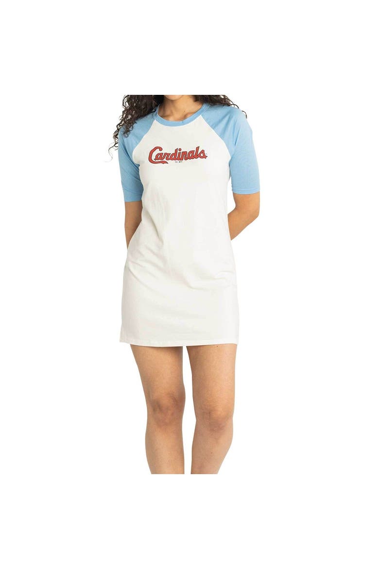 Women's Lusso  White St. Louis Cardinals Nettie Raglan Half-Sleeve Tri-Blend T-Shirt Dress, Alternate, color, White