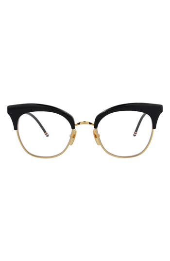 Shop Thom Browne Novelty 51mm Cat Eye Optical Glasses In Navy Gold