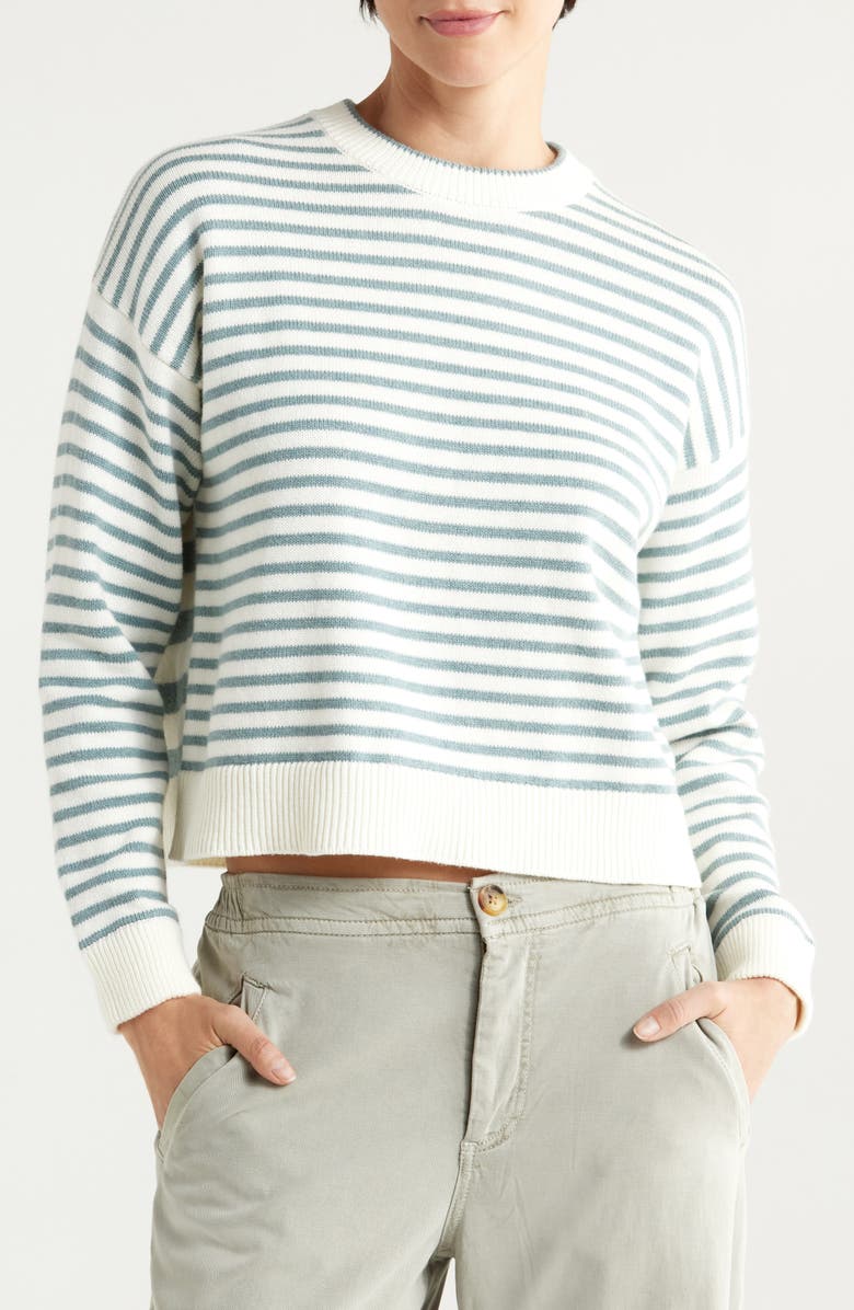 Marine Layer Suki Stripe Cotton Crewneck Sweater, Main, color, 