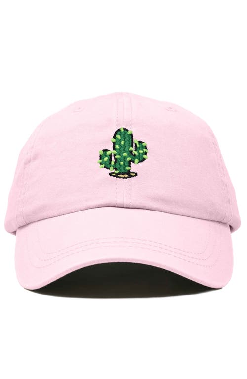 Dalix Cactus Embroidered Low Crown Cap In Washed Pink