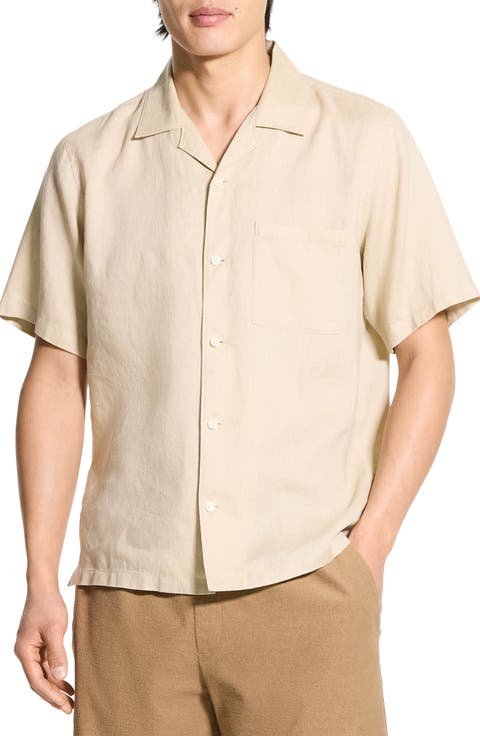 Noll Short Sleeve Linen Button-Up Camp Shirt