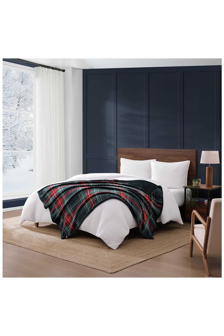 Devon Tartan Reversible Throw, Alternate, color, NAVY BLUE
