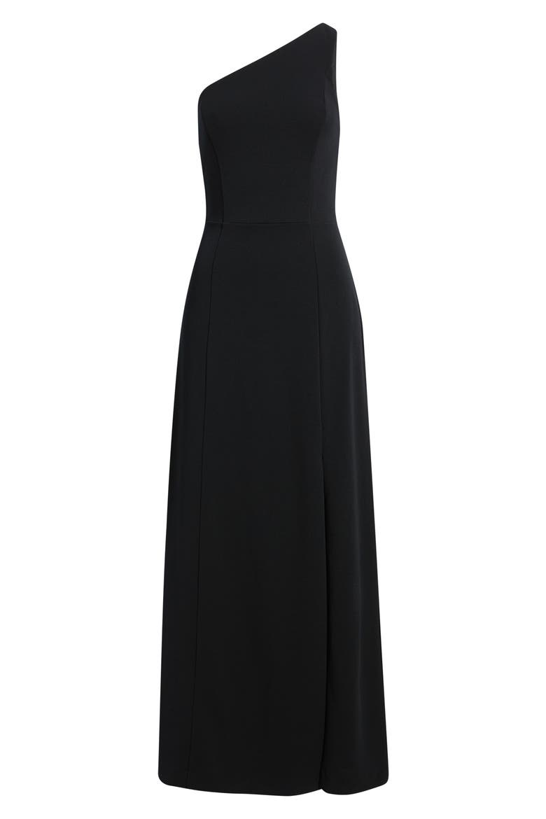 One-Shoulder Maxi Cocktail Dress, Alternate, color, BLACK
