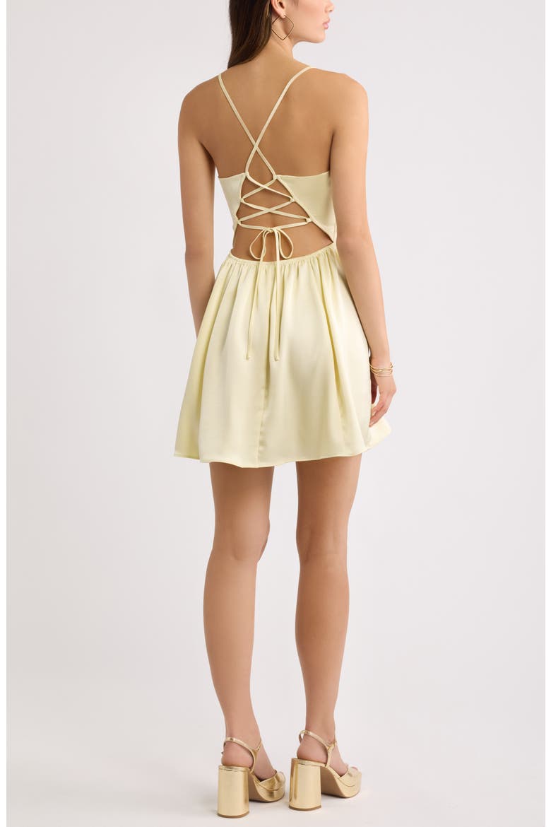 Cowl Neck Satin Minidress, Alternate, color, YELLOW FROST