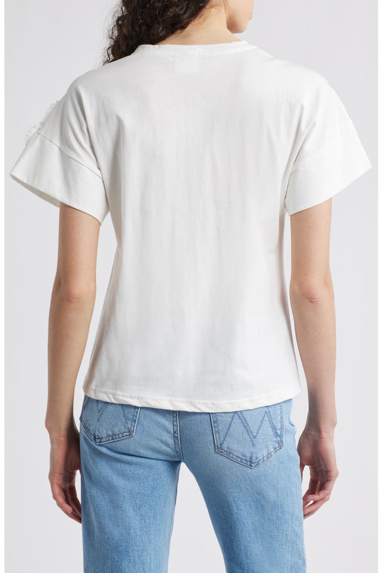 Celine Flower Appliqué Top, Alternate, color, WHITE