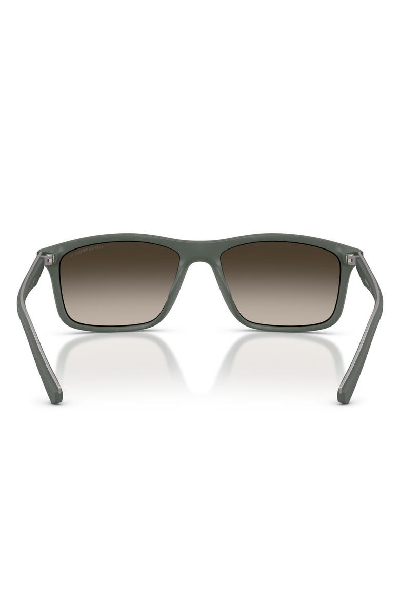 Emporio Armani 57mm Gradient Pillow Sunglasses, Alternate, color, Matte Green / Gradient Brown