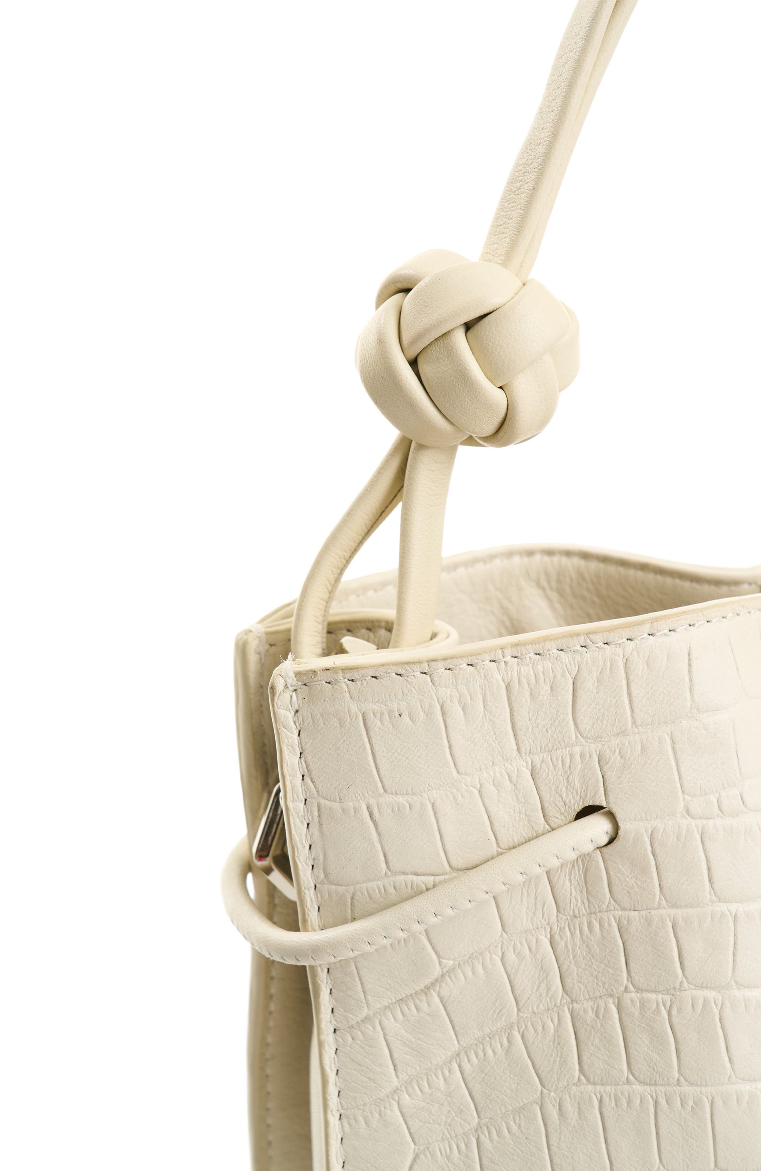 Aromia Embossed Leather Bowling Bag, Alternate, color, White
