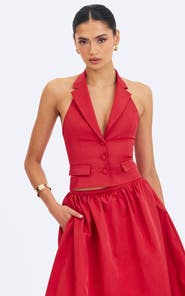 Miss Circle Ursella Halter Single-Breasted Lapel Top