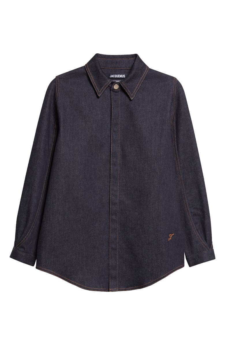 Jacquemus La Chemise Amelo de-Nîmes Denim Button-Up Shirt, Main, color, Dark Navy