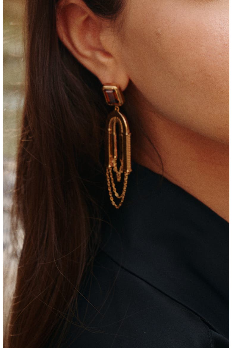 Olympieion Tassels Earrings, Alternate, color, Brown & Gold