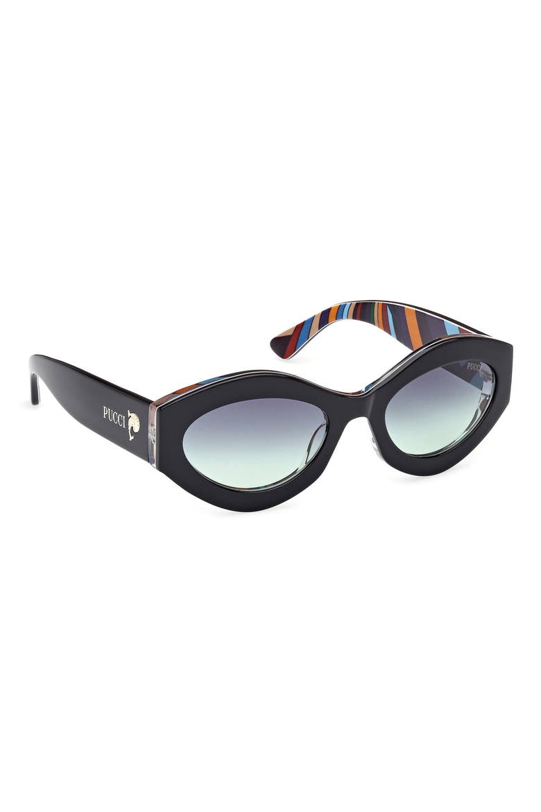 54mm Gradient Geometric Sunglasses, Alternate, color, BLACK PATTERN / GREEN SMOKE