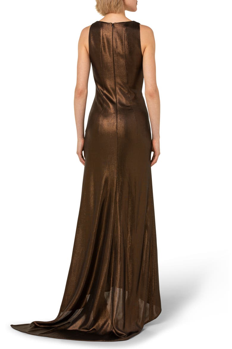 Liquid Jersey Gown with Train, Alternate, color, COPPER