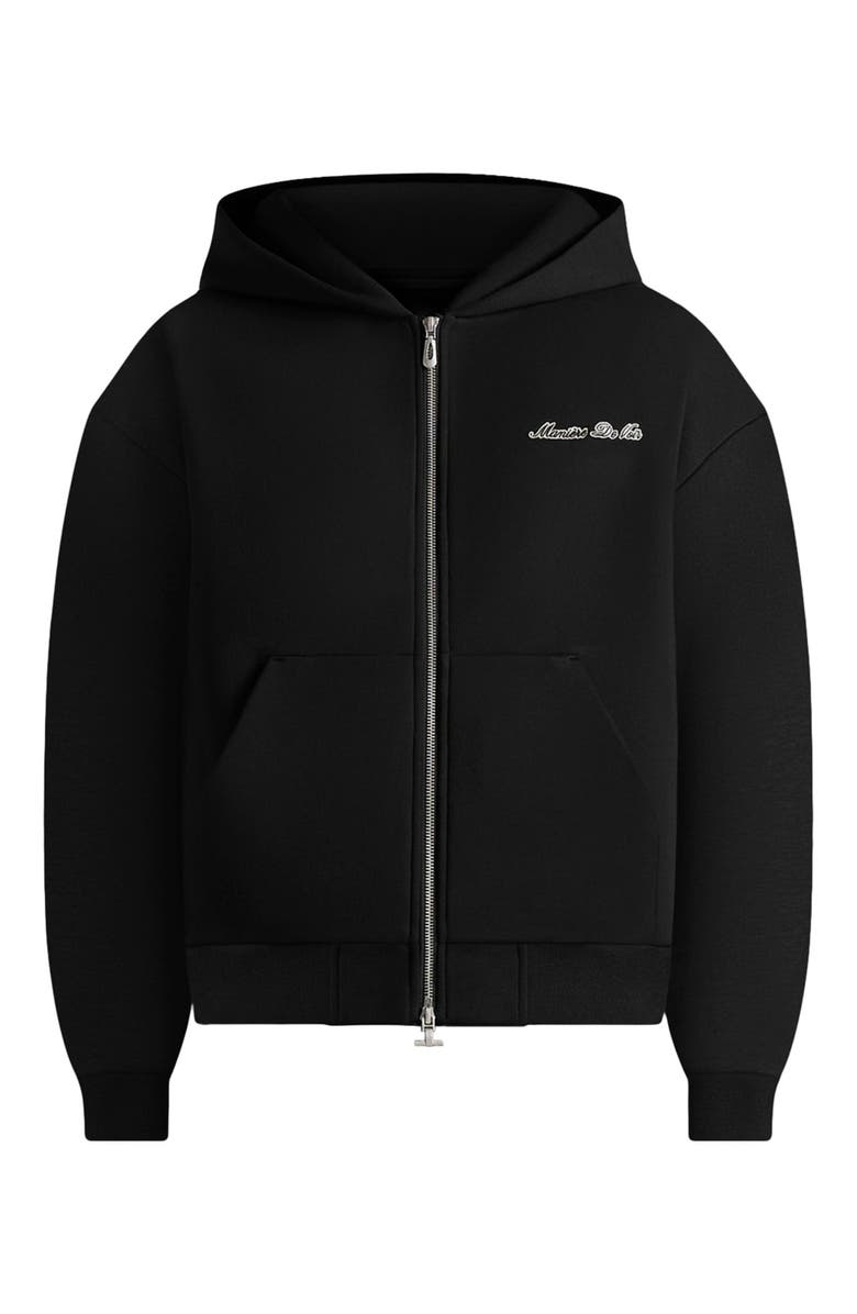 Manière De Voir Unisex Signature Relaxed Fit Zip Hoodie, Alternate, color, Black