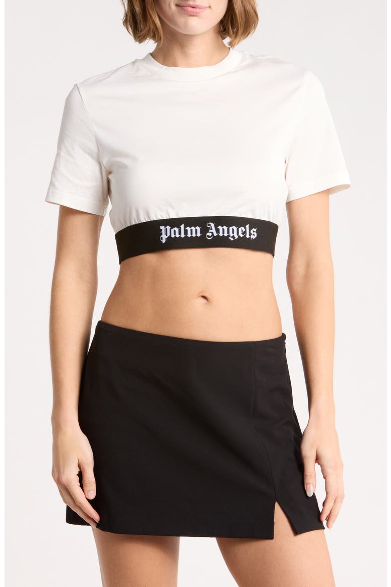 Cropped Logo T-Shirt, Main, color, WHITE/BLACK