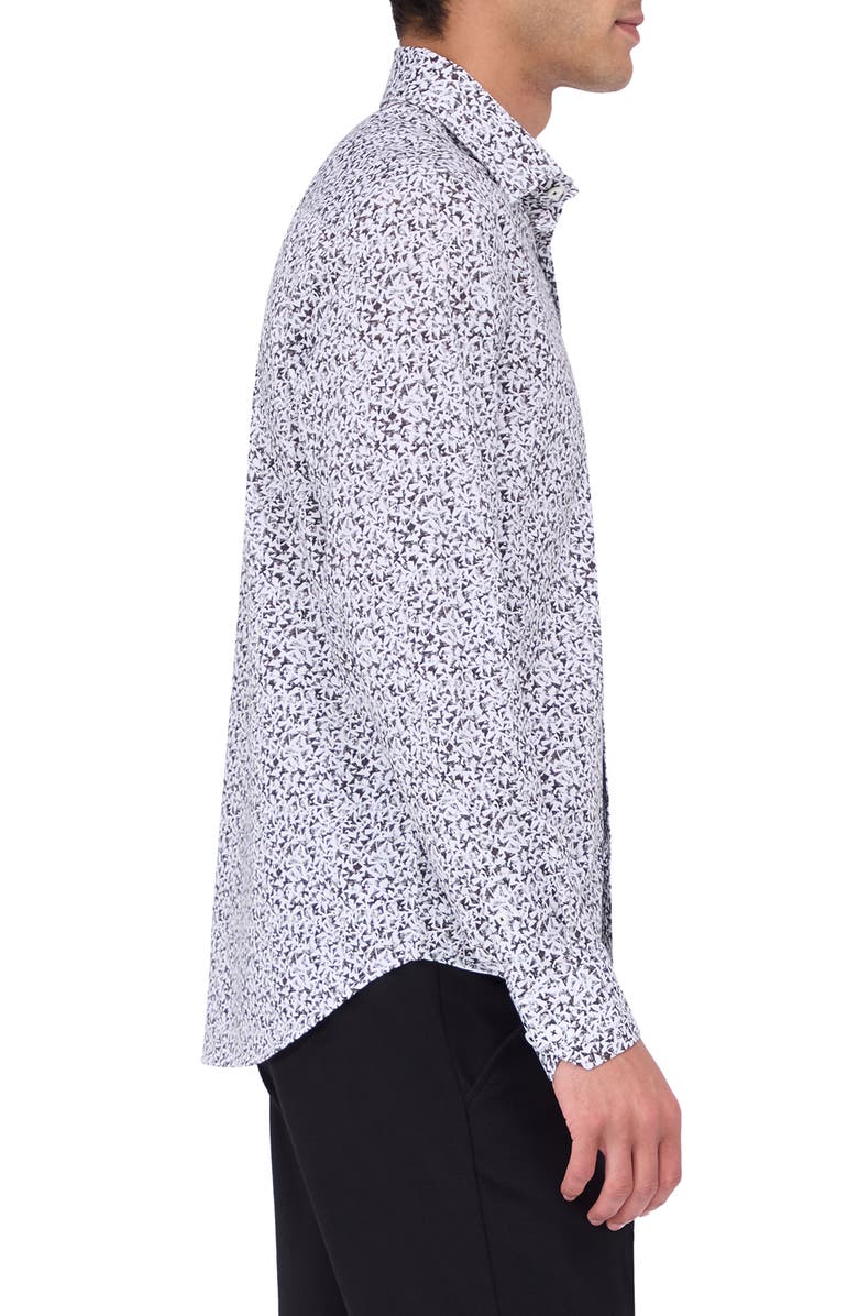 Bugatchi James OoohCotton<sup>®</sup> Mosaic Print Button-Up Shirt, Alternate, color, Black