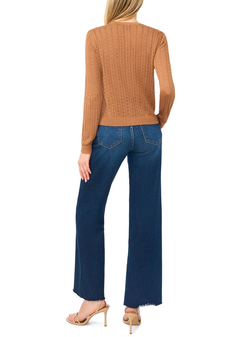 Valerie Pointelle Stitch Cardigan, Alternate, color, GINGERSNAP