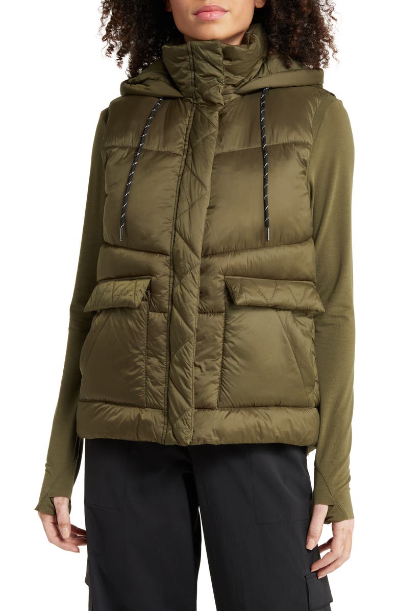 Zella Quilted Hooded Cocoon Vest, Alternate, color,