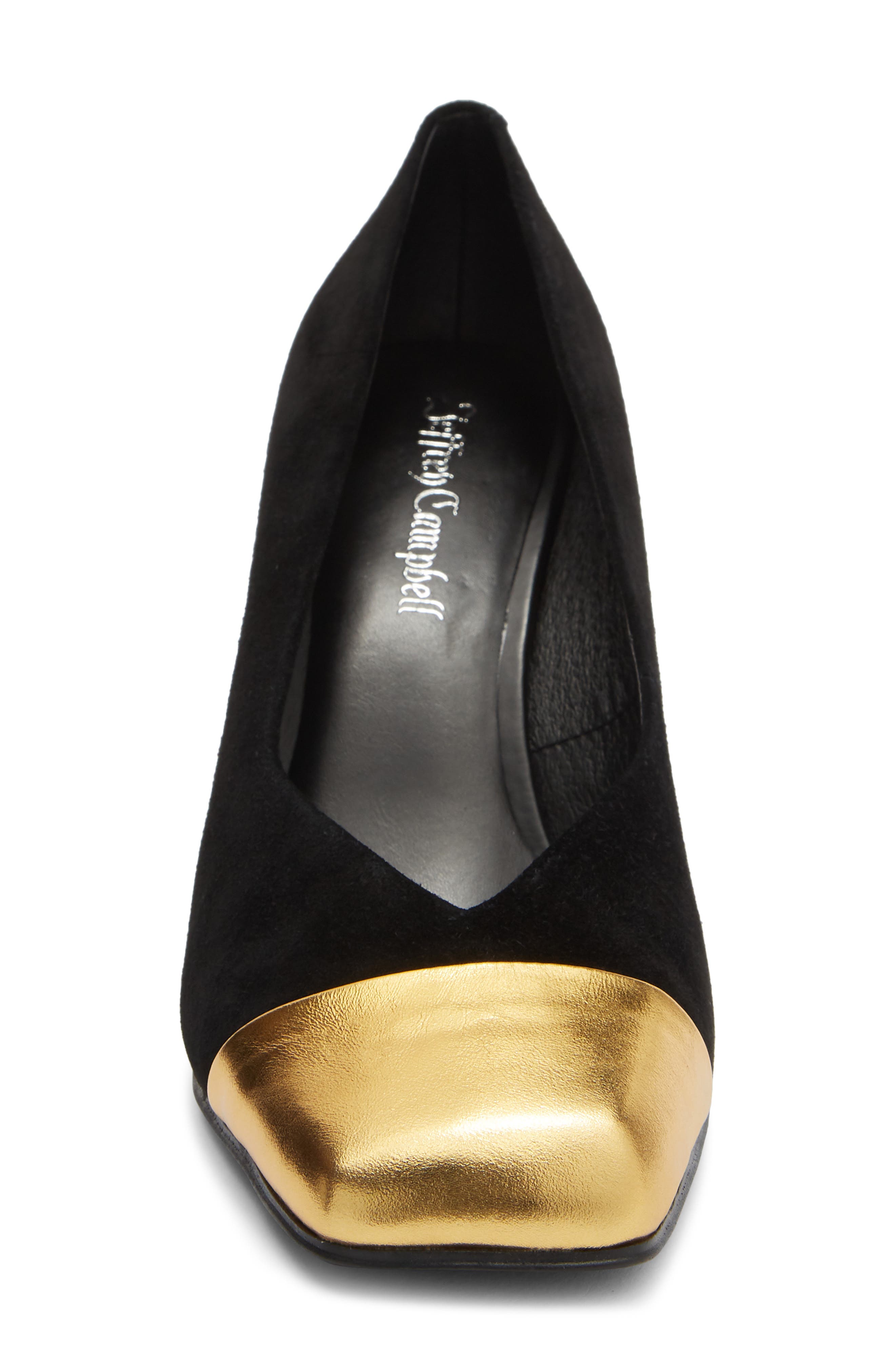 Sound Cap Toe Pump, Alternate, color, BLACK SUEDE GOLD COMBO
