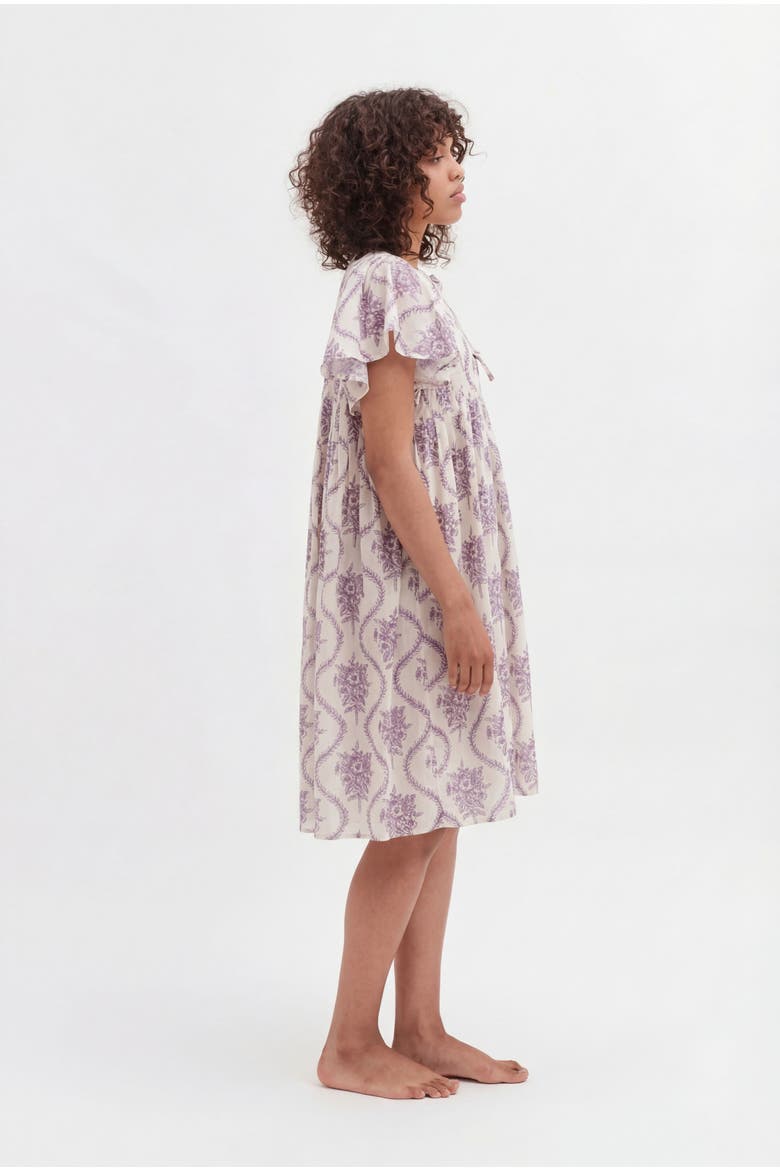 Pleated Nightie, Alternate, color, Alpen Flora Cream/Violet