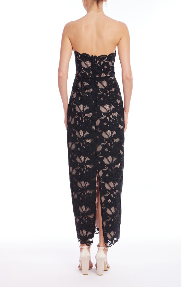 Jewel Badgley Mischka Lace Strapless Gown, Alternate, color, Black