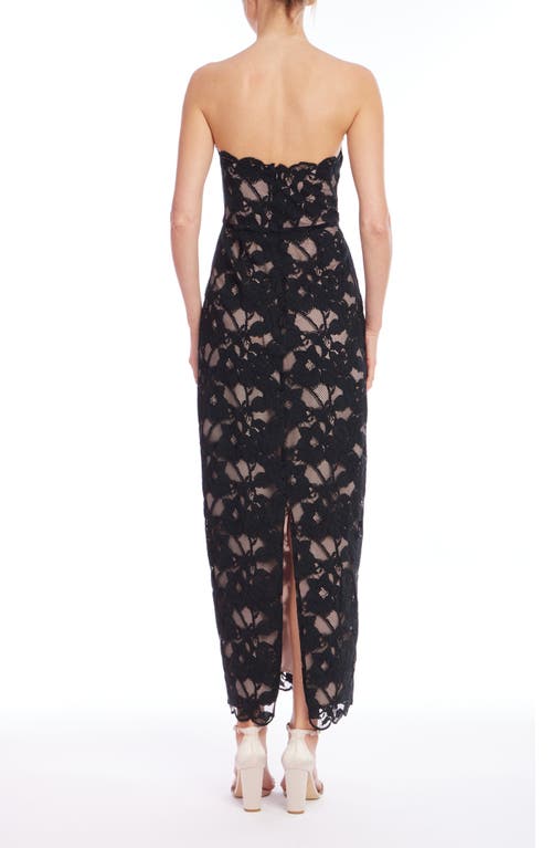 Jewel Badgley Mischka Lace Strapless Gown In Black
