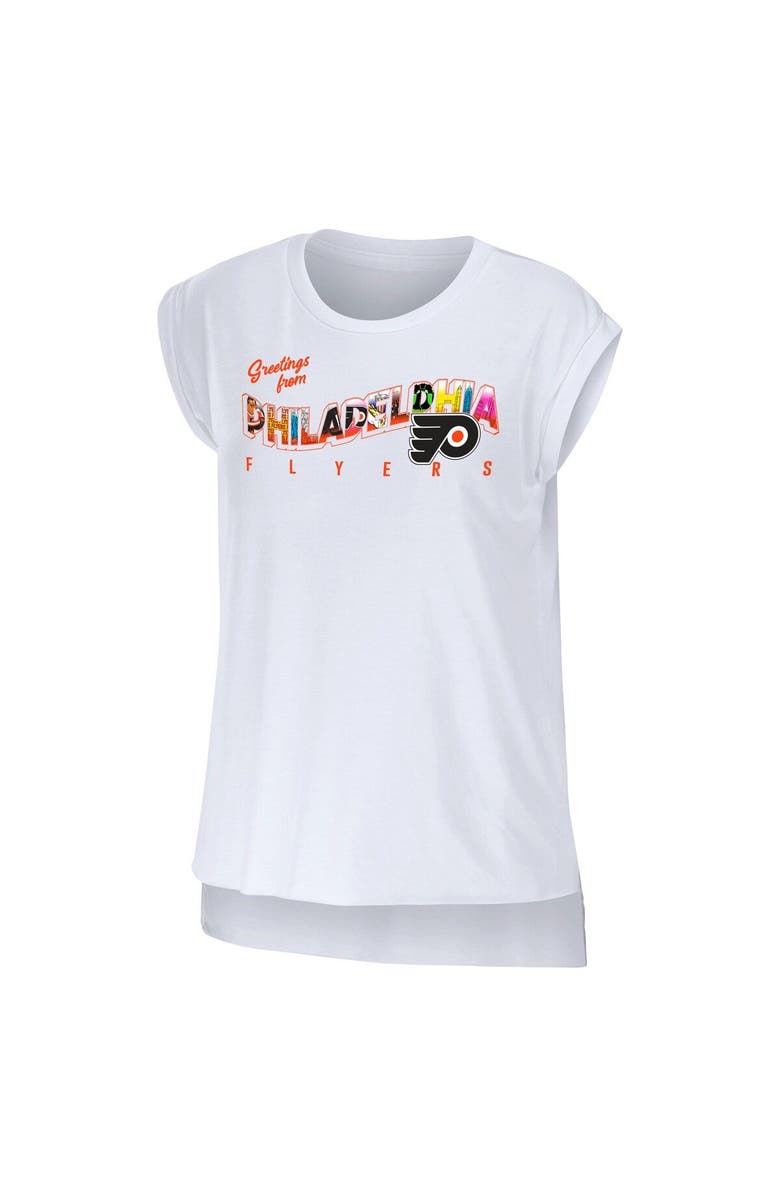 WEAR by Erin Andrews Women's WEAR by Erin Andrews White Philadelphia Flyers Greetings From Muscle T-Shirt, Alternate, color, White